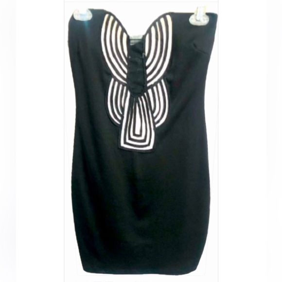 WINDSOR strapless black mini dress with white detail and mesh cleavage size M - Picture 11 of 11